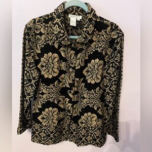 Coldwater Creek Black and Gold Floral Blouse